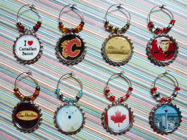 Canadian Themed Wine Charms Set 1
