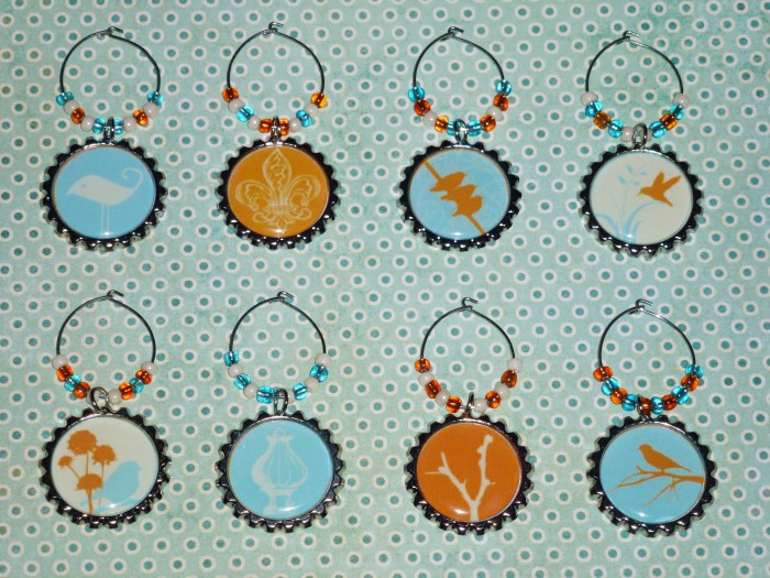 Zen-Theme Wine Charms Set 5 (Orange, Turquoise, Ivory)
