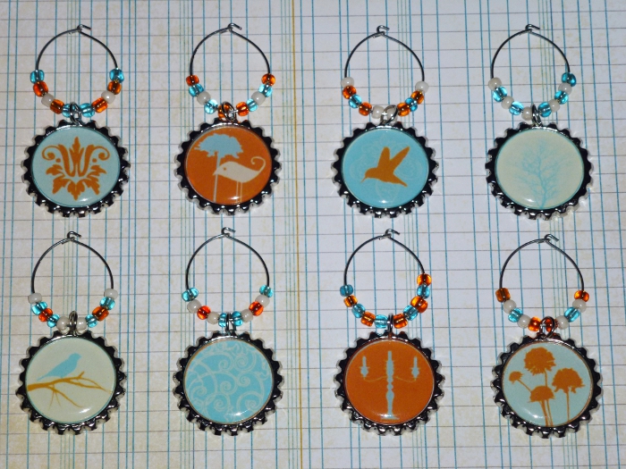 Zen-Theme Wine Charms Set 3 (Orange, Turquoise, Ivory)