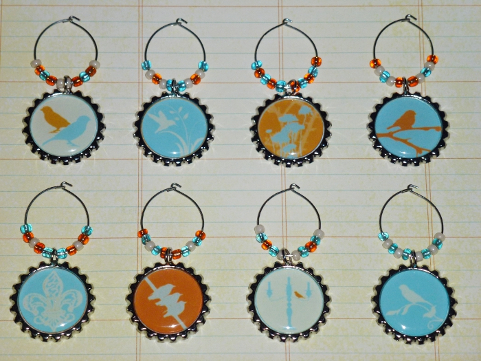 Zen-Theme Wine Charms Set 2 (Orange, Turquoise, Ivory)