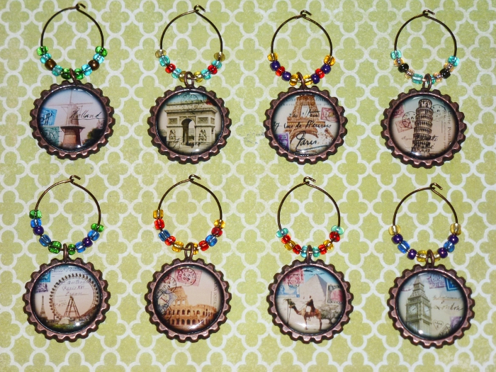 Vintage World Travel Wine Charms Set 1