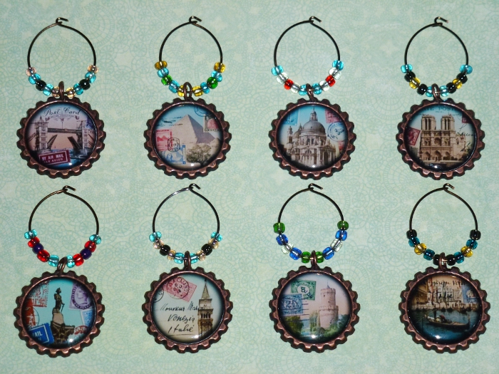 Vintage World Travel Wine Charms Set 2